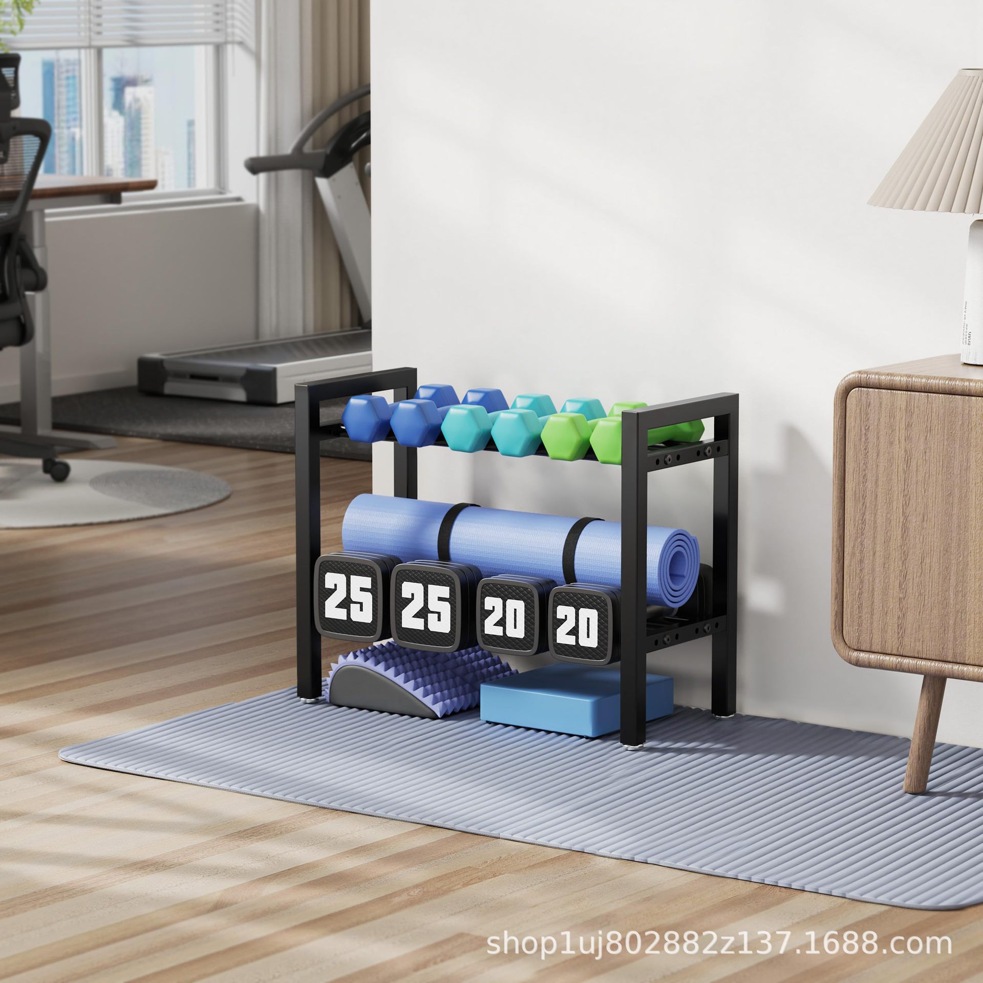 Sports Equipment Storage Rack - Adjustable Metal Dumbbell Rack, Home Gym
