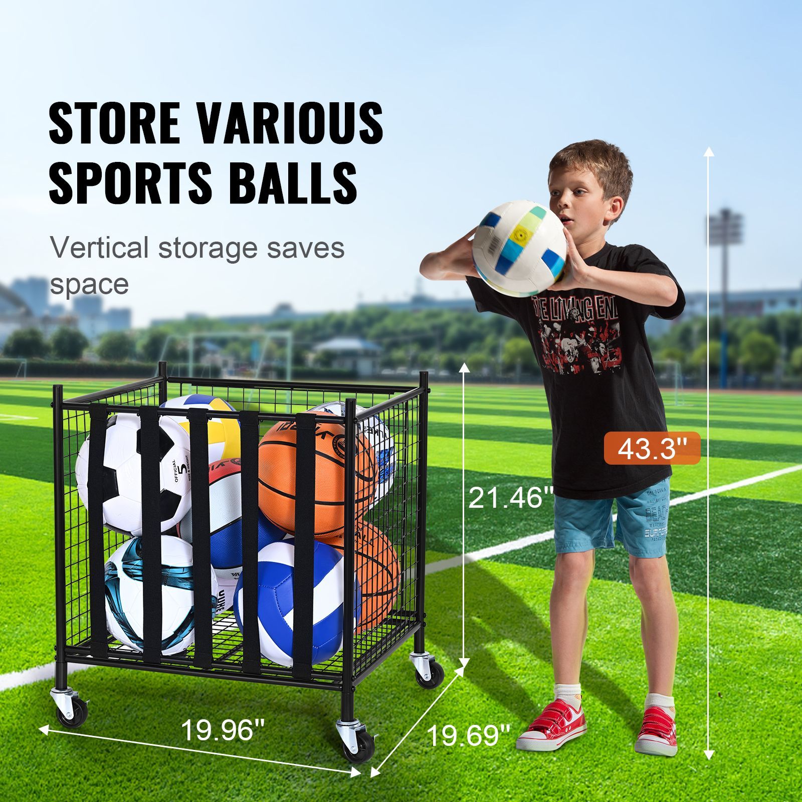 Rolling Sports Ball Storage Ca - Sports Equipment Storage Rack recension och pris