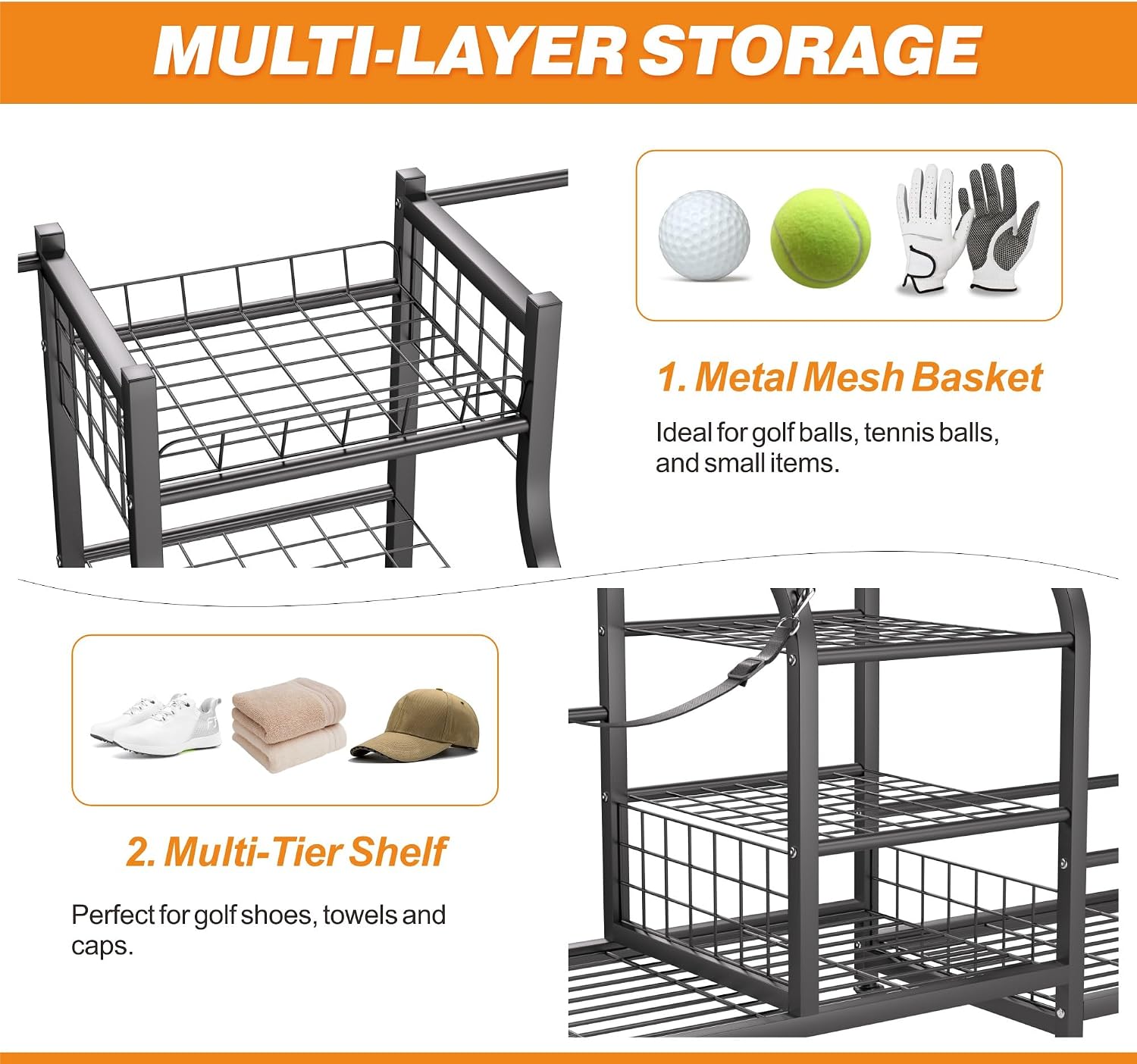 Golf Bag Storage Rack Organize - Sports Equipment Storage Rack recension och pris